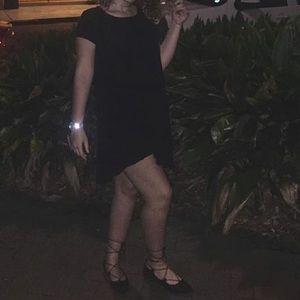 Black strap up flats